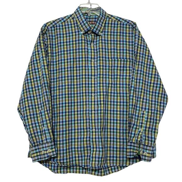 Alan Flusser Checkered Paisley Long Sleeve Button Up Shirt, Size XL - Picture 1 of 6